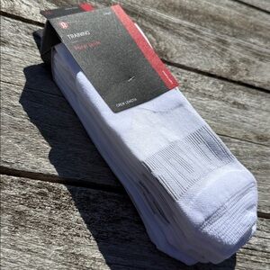 Lululemon MENS Power Stride‎ Crew Sock WHITE Wordmark 3 pack size XL NWT